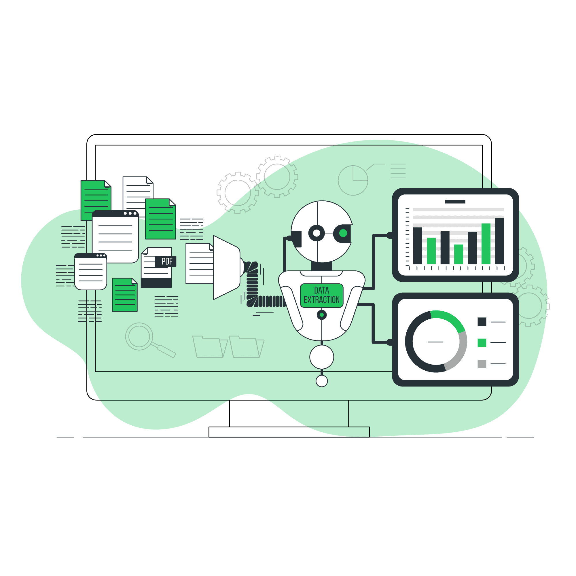 robot crunching data